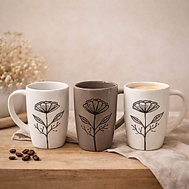 stonware çiçekli 3lü